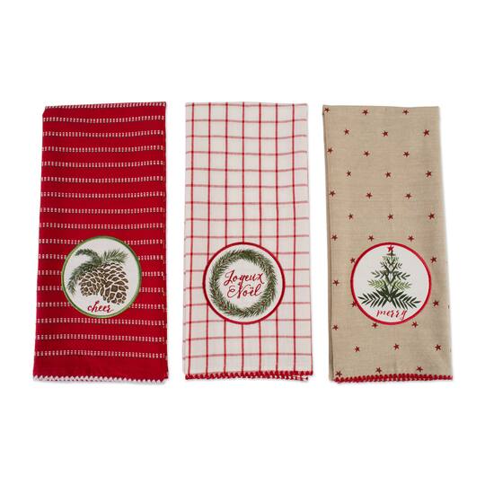 DII® Assorted Noel Embellished Dishtowel Set